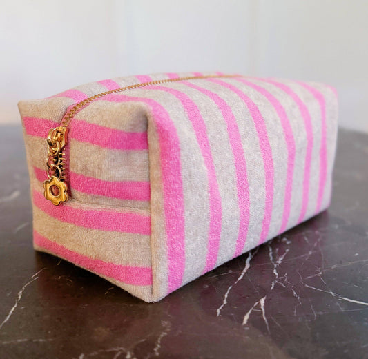 Sophia Cloth Striped Cosmetic Case