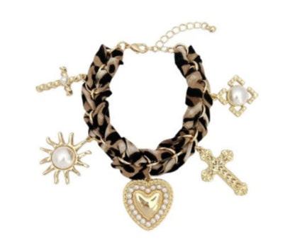 Cheetah Scarf Charm Bracelet