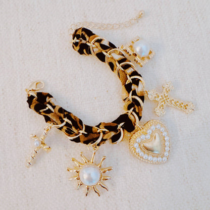 Cheetah Scarf Charm Bracelet