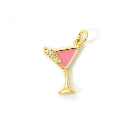 Coral Martini Glass Charm