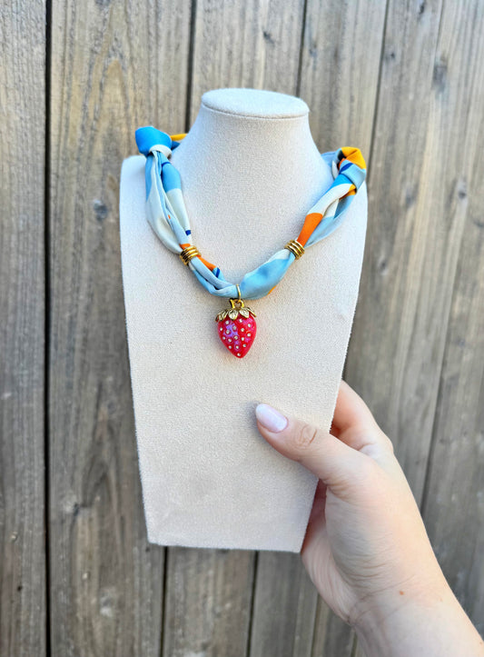 Berry Sweet Strawberry Scarf Necklace