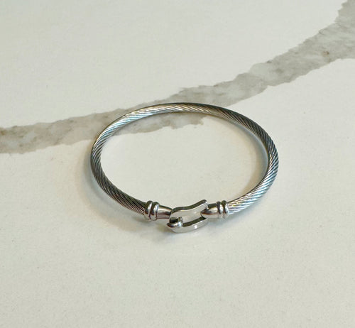 Amy Buckle Bangle-Silver