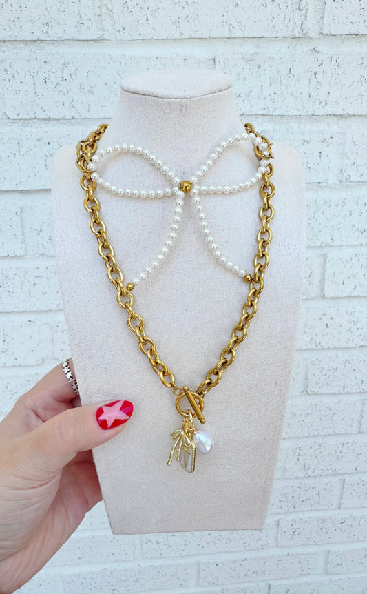Tessa Pearl Bow Choker