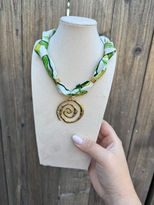 Golden Forest Scarf Necklace