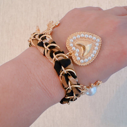 Cheetah Scarf Charm Bracelet