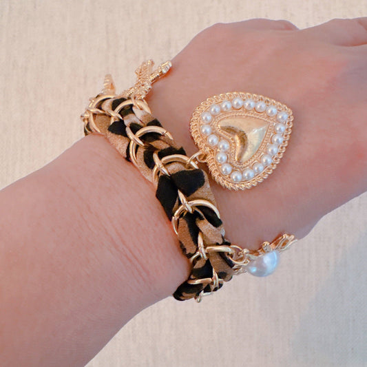 Cheetah Scarf Charm Bracelet